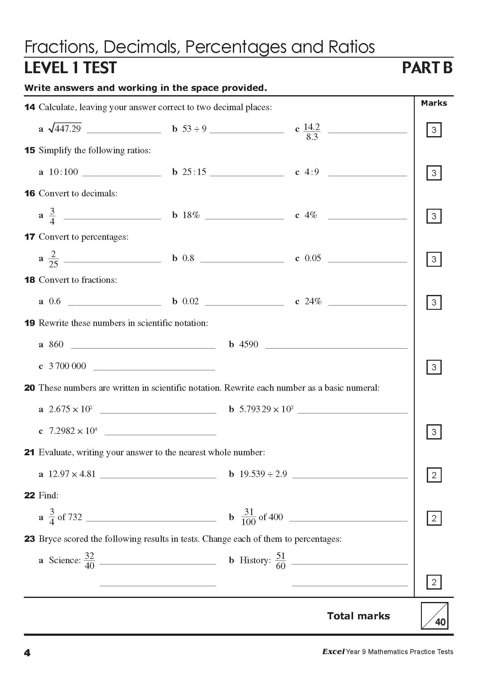Excel Tests - Mathematics Practice Tests Year 9 - Image 7