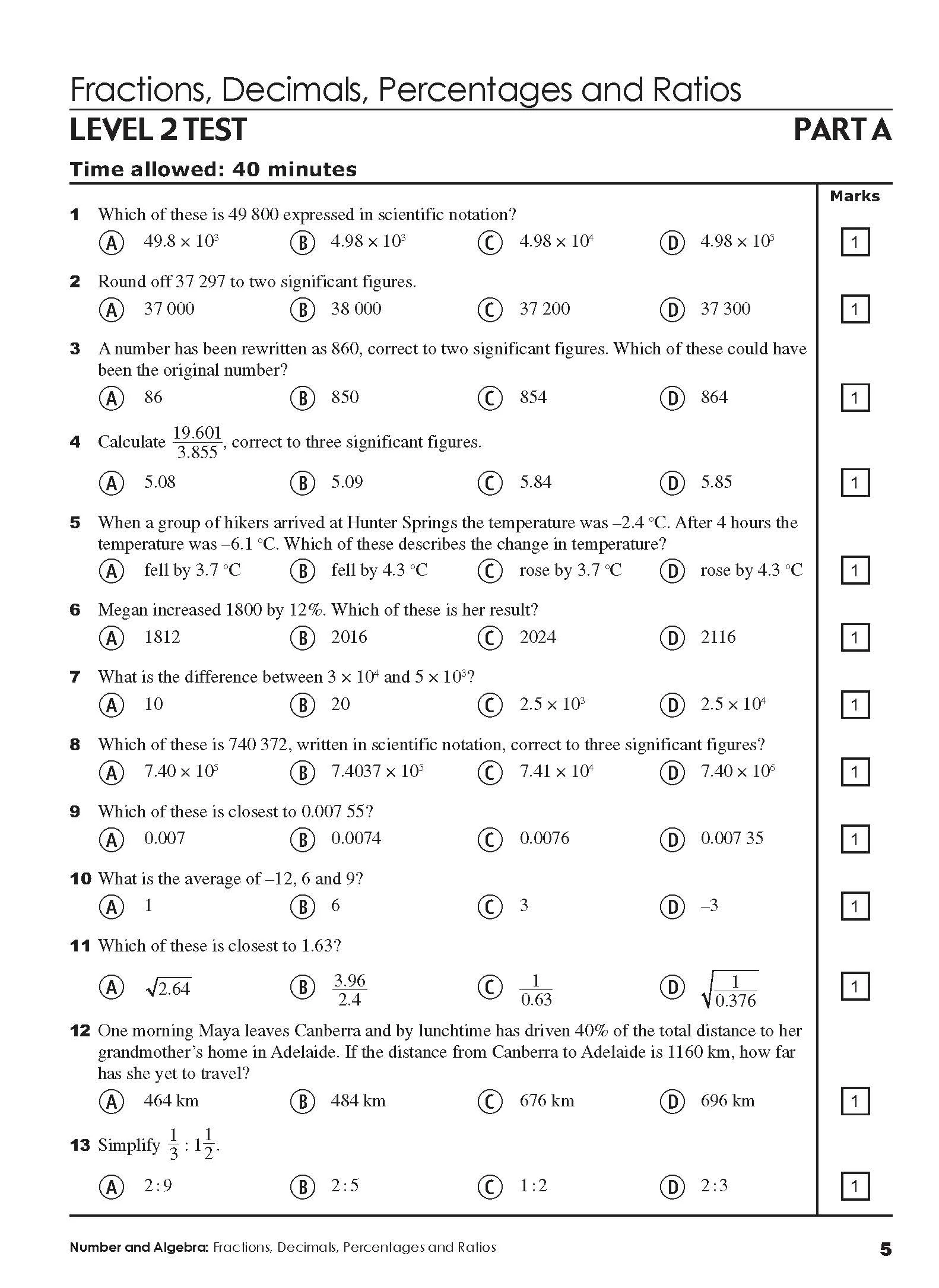 Excel Tests - Mathematics Practice Tests Year 9 - Image 8