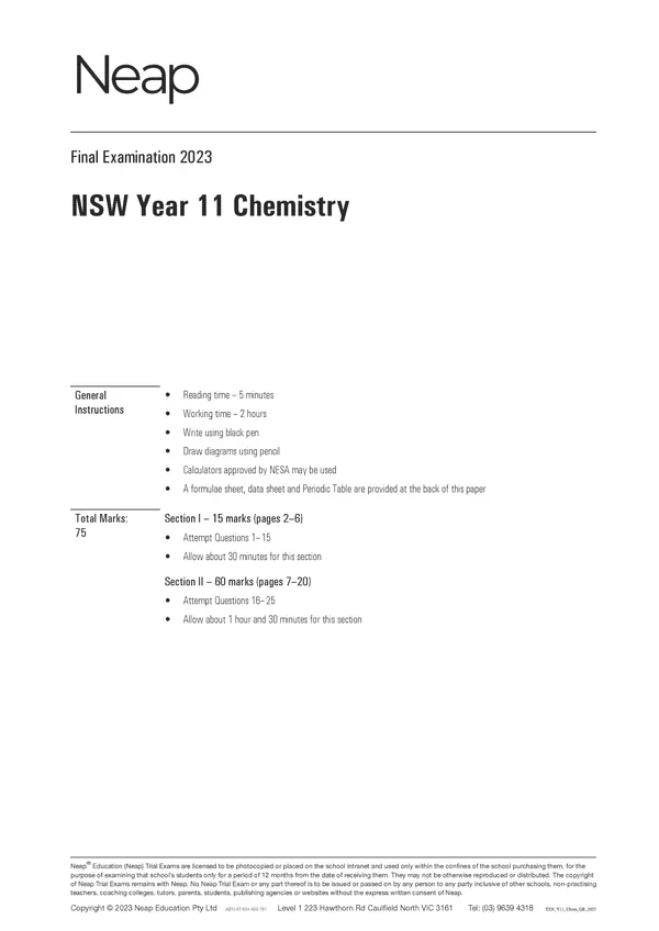 Neap Practice Exam Pack: HSC Year 11 Chemistry 2026 Edition (3 Exams) - Image 4