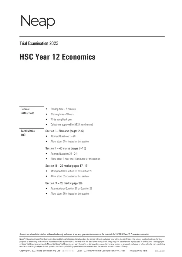 Neap Practice Exam Pack: HSC Year 12 Economics 2026 Edition (3 Exams) - Image 4