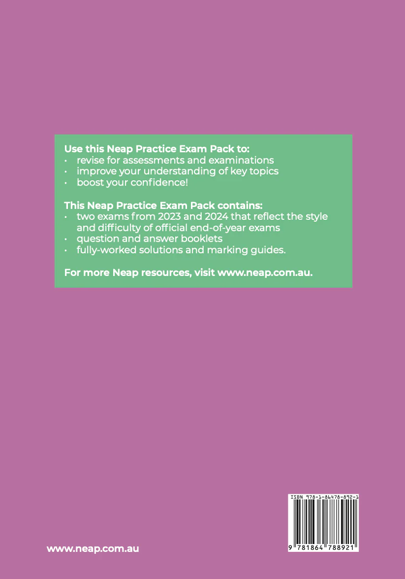 Neap Practice Exam Pack: VCE Specialist Mathematics Units 1&2 (2 Exams) - Image 4