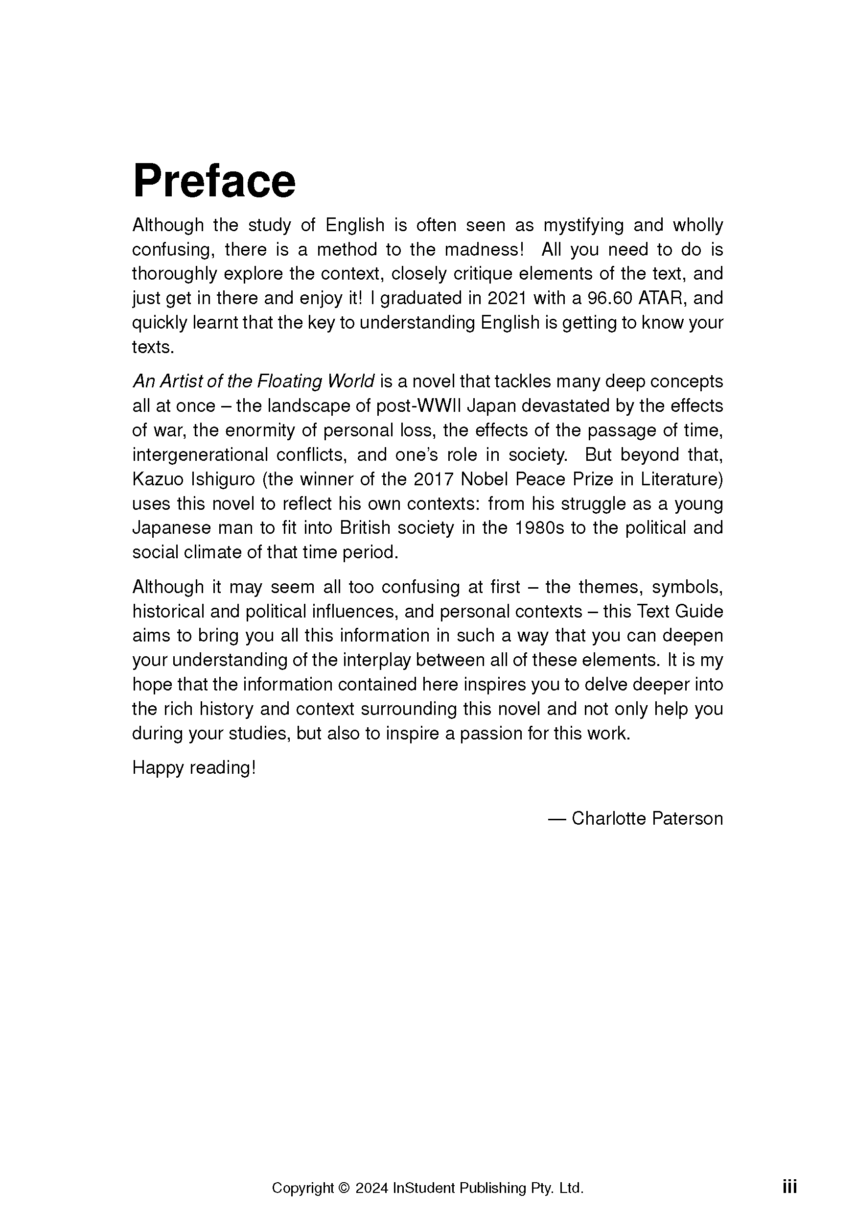 ATAR Notes Text Guide: An Artist of the Floating World by Kazuo Ishiguro - Image 2