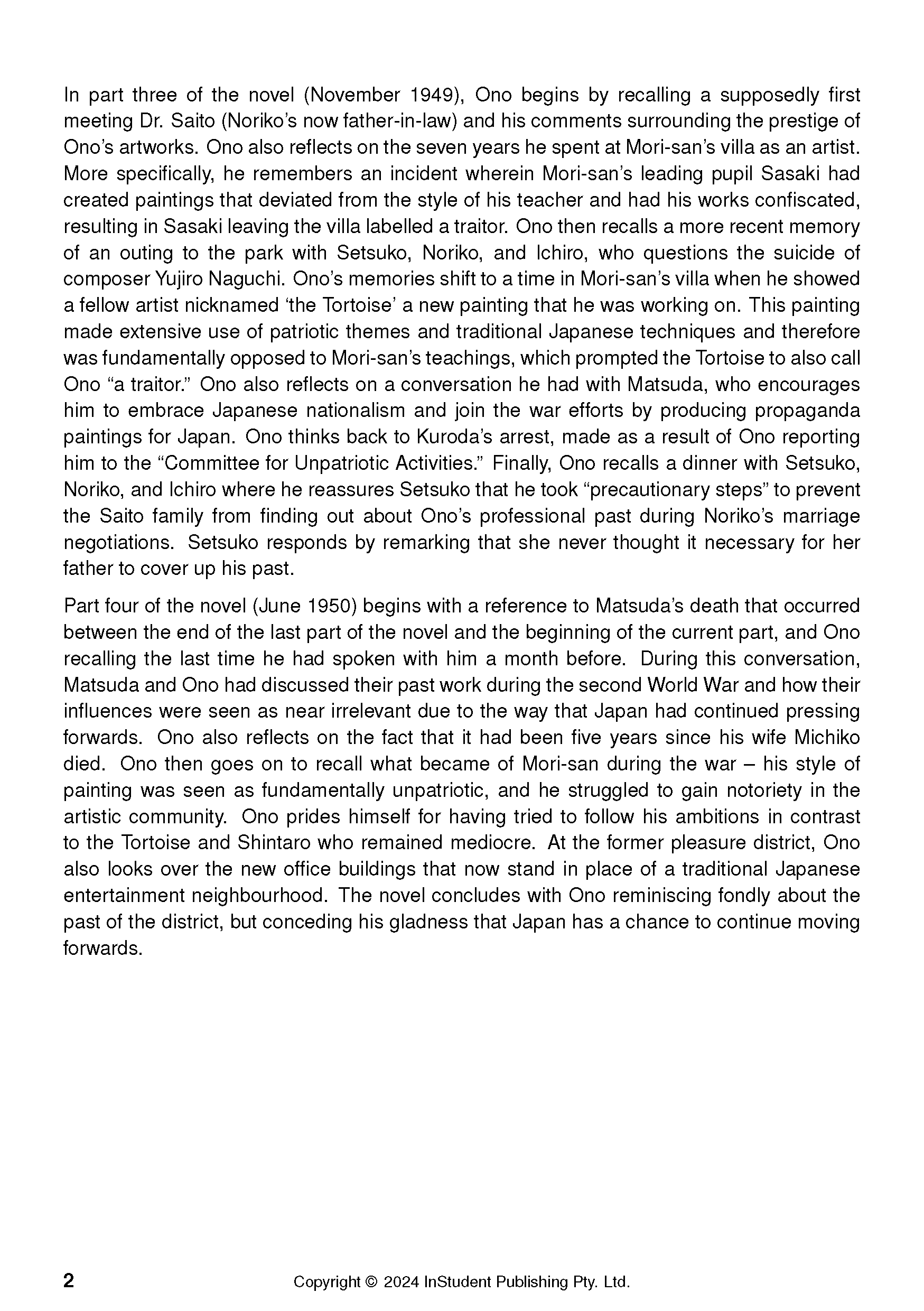 ATAR Notes Text Guide: An Artist of the Floating World by Kazuo Ishiguro - Image 6