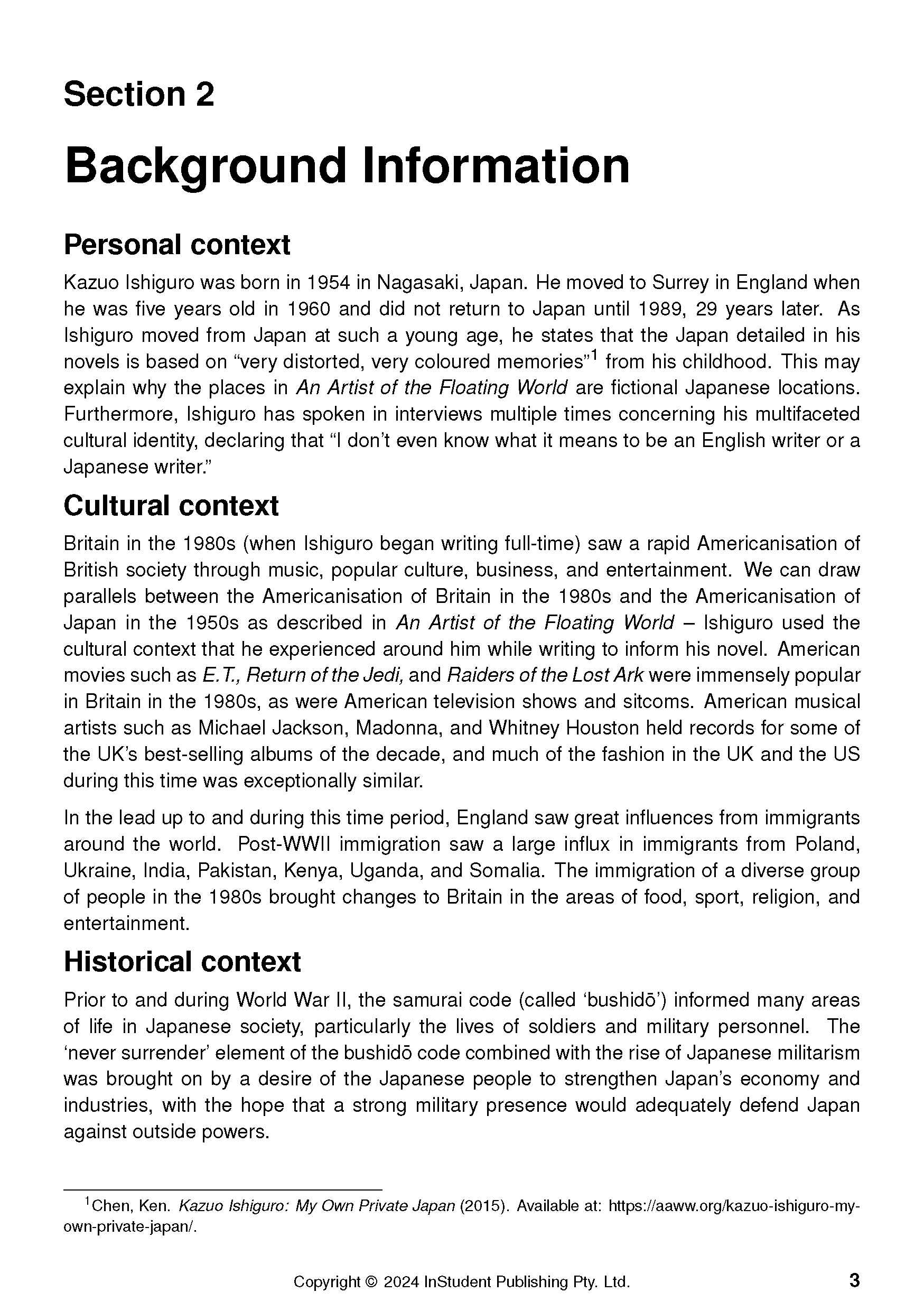 ATAR Notes Text Guide: An Artist of the Floating World by Kazuo Ishiguro - Image 7