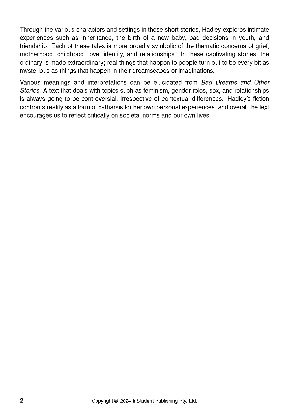 ATAR Notes Text Guide: Bad Dreams and Other Stories by Tessa Hadley - Image 6