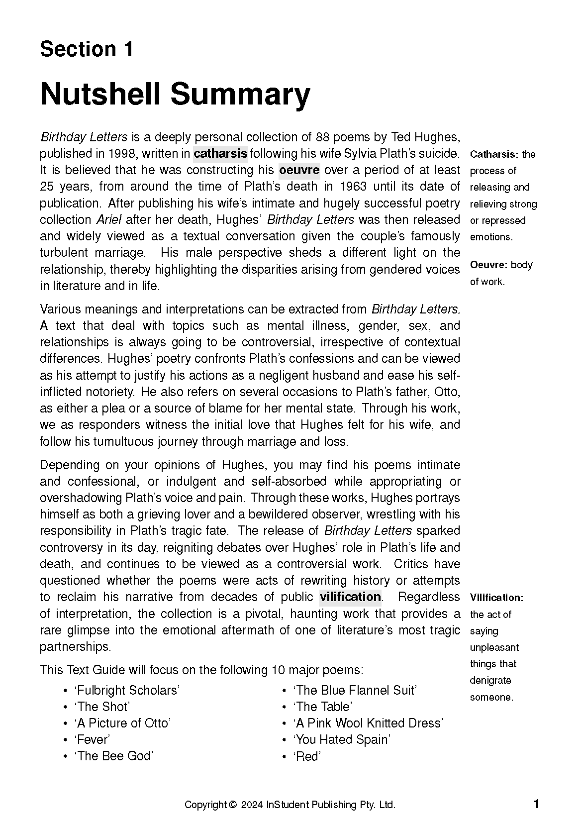 ATAR Notes Text Guide: Birthday Letters by Ted Hughes - Image 5