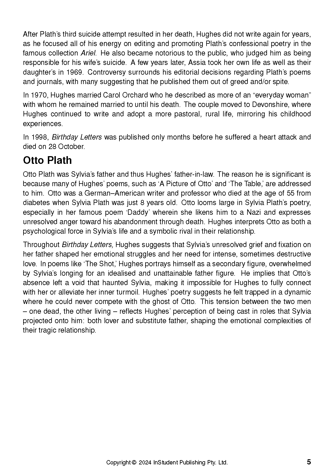 ATAR Notes Text Guide: Birthday Letters by Ted Hughes - Image 9