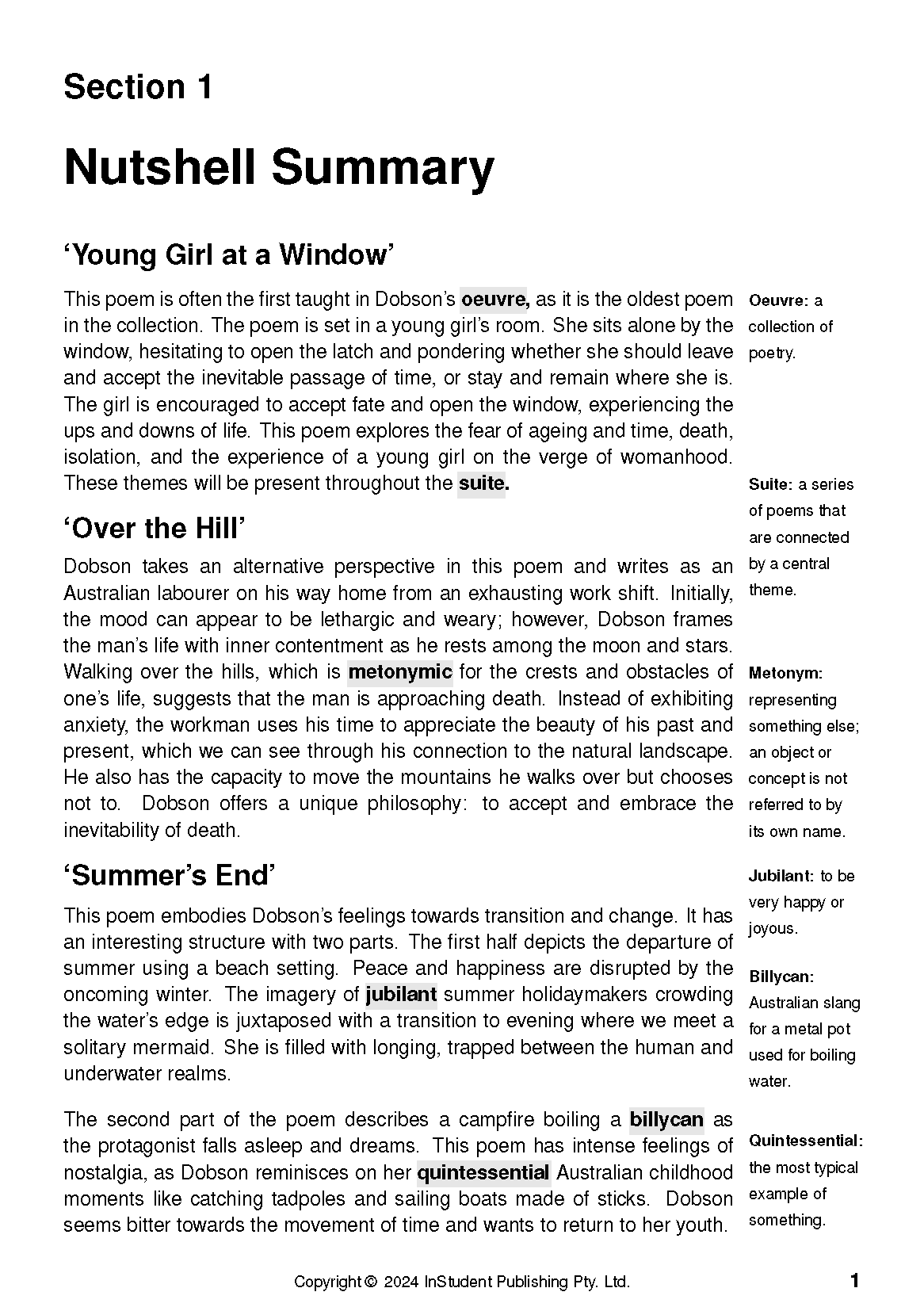 ATAR Notes Text Guide: Selected Poems by Rosemary Dobson - Image 5