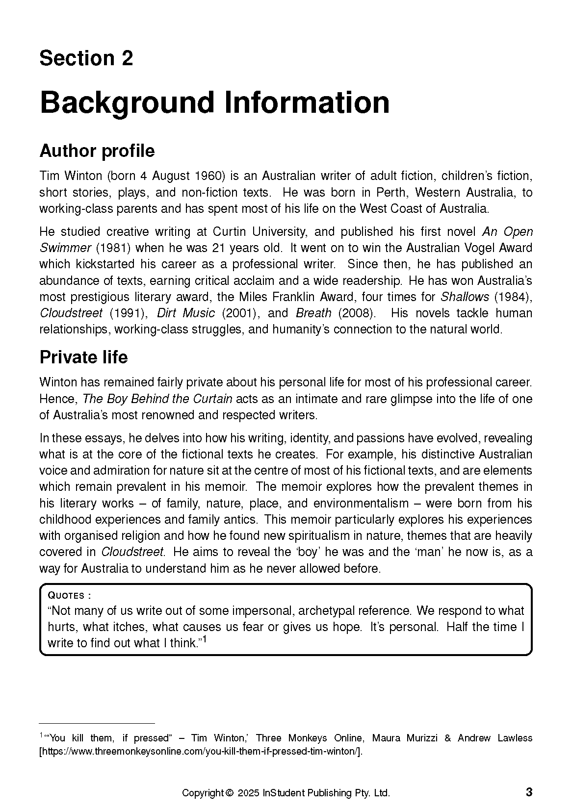 ATAR Notes Text Guide: The Boy Behind the Curtain by Tim Winton - Image 7