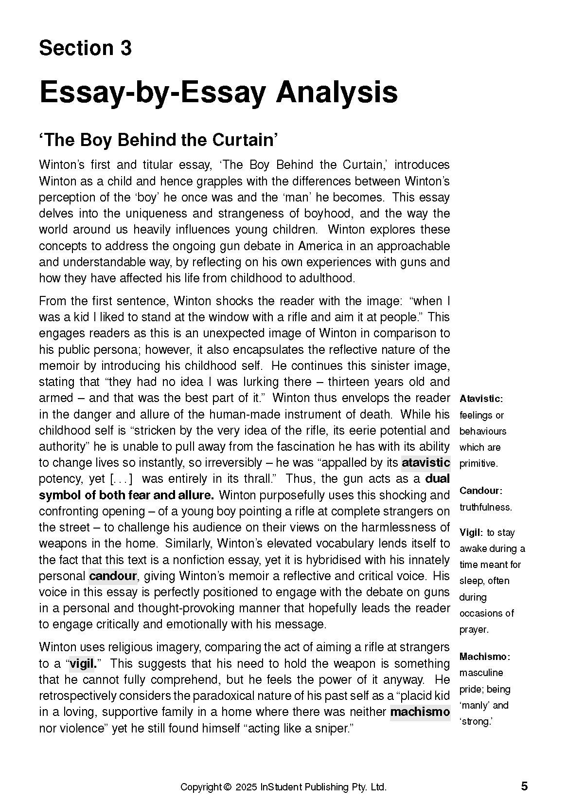 ATAR Notes Text Guide: The Boy Behind the Curtain by Tim Winton - Image 9