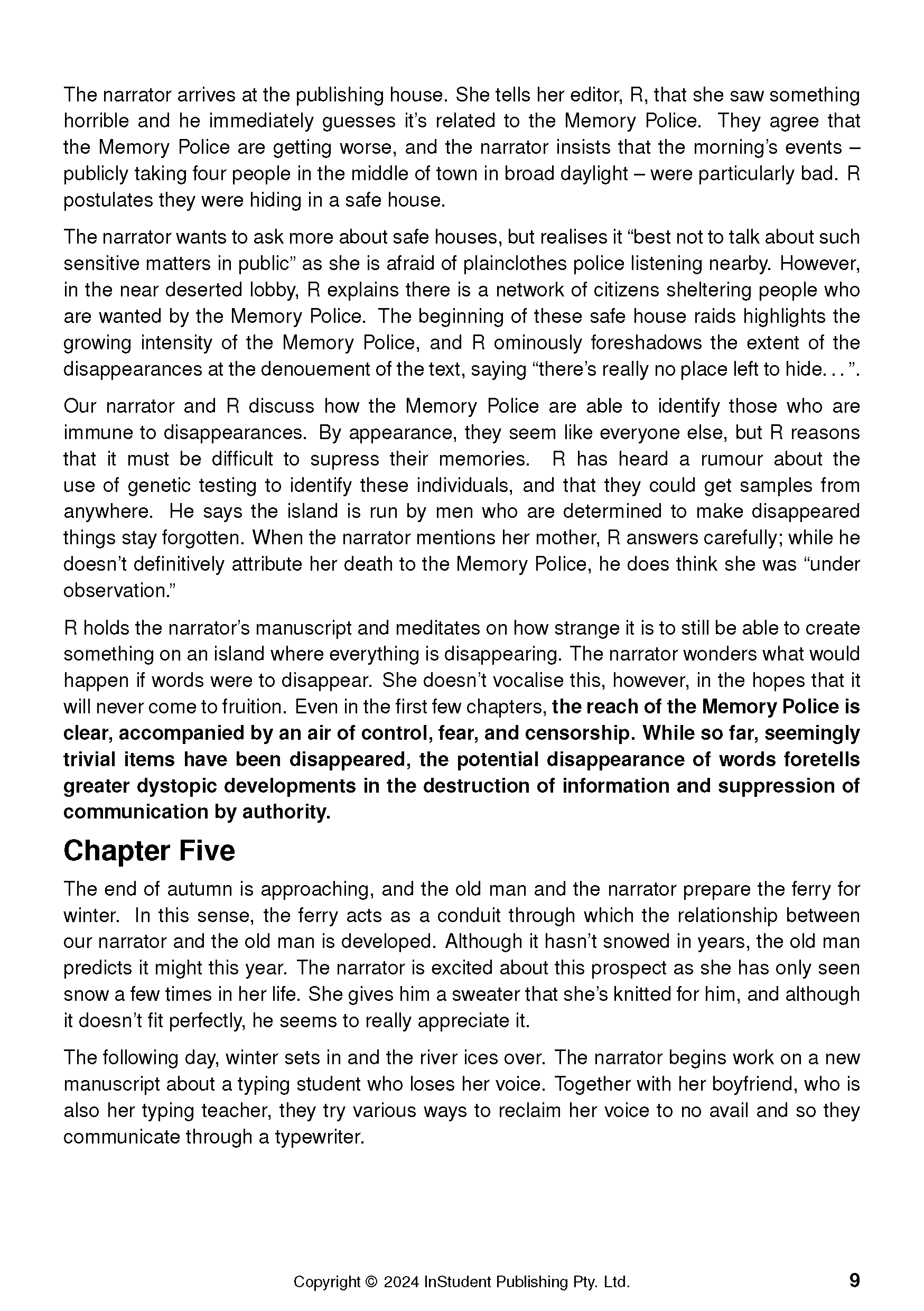ATAR Notes Text Guide: The Memory Police by Yoko Ogawa - Image 13