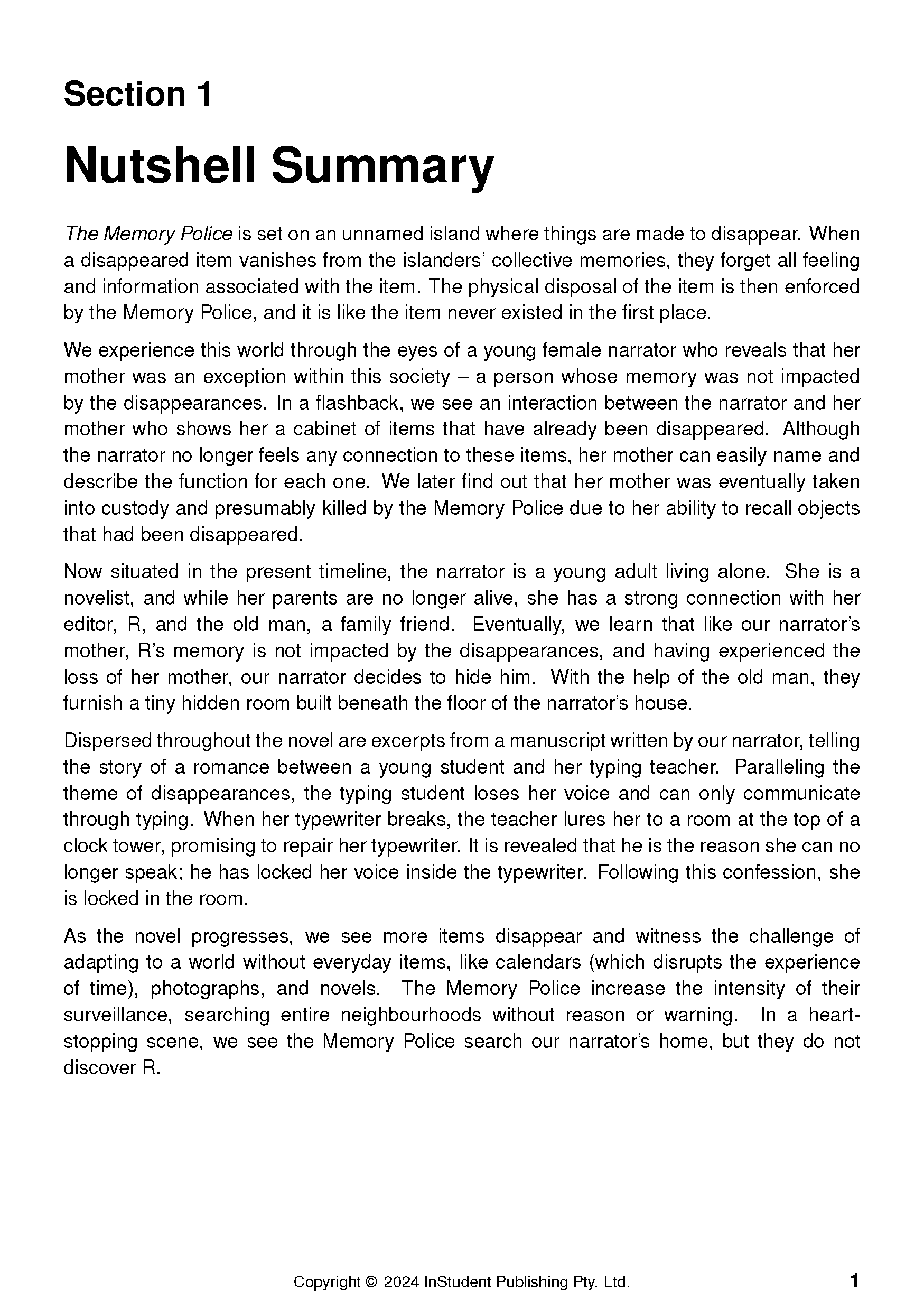 ATAR Notes Text Guide: The Memory Police by Yoko Ogawa - Image 5