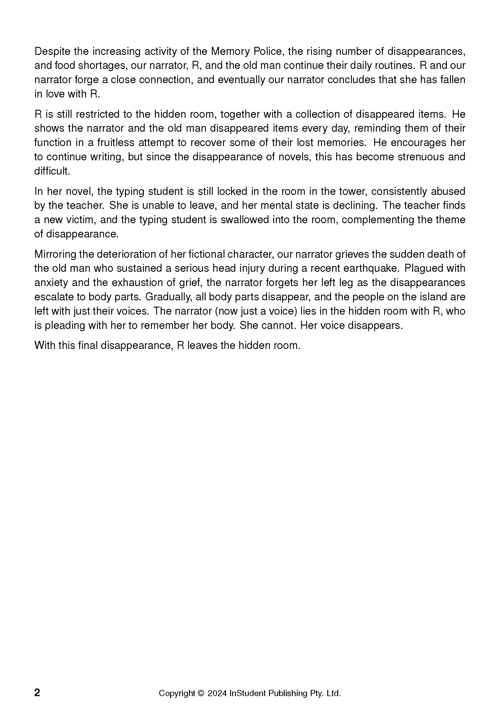 ATAR Notes Text Guide: The Memory Police by Yoko Ogawa - Image 6