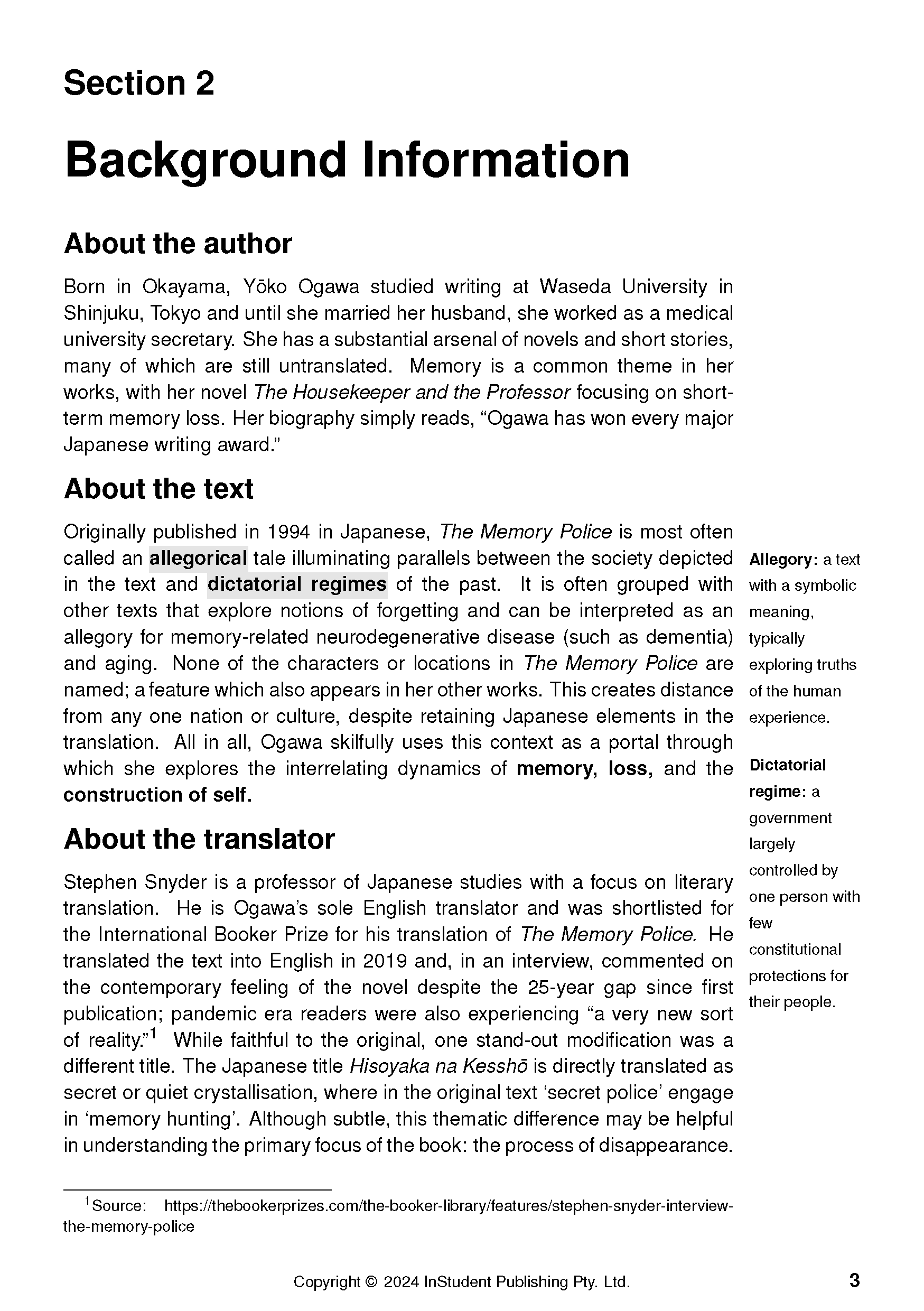 ATAR Notes Text Guide: The Memory Police by Yoko Ogawa - Image 7